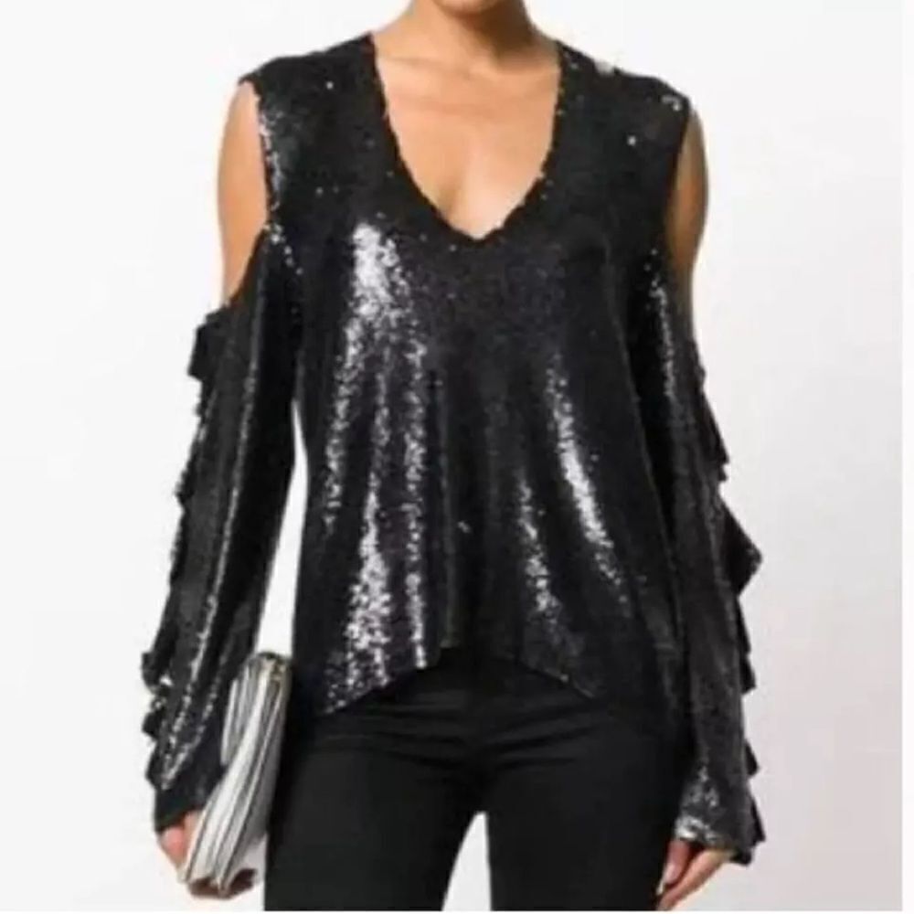 IRO BlackâSequin Cold Shoulder Top sweater NWT Size 38â(medium)